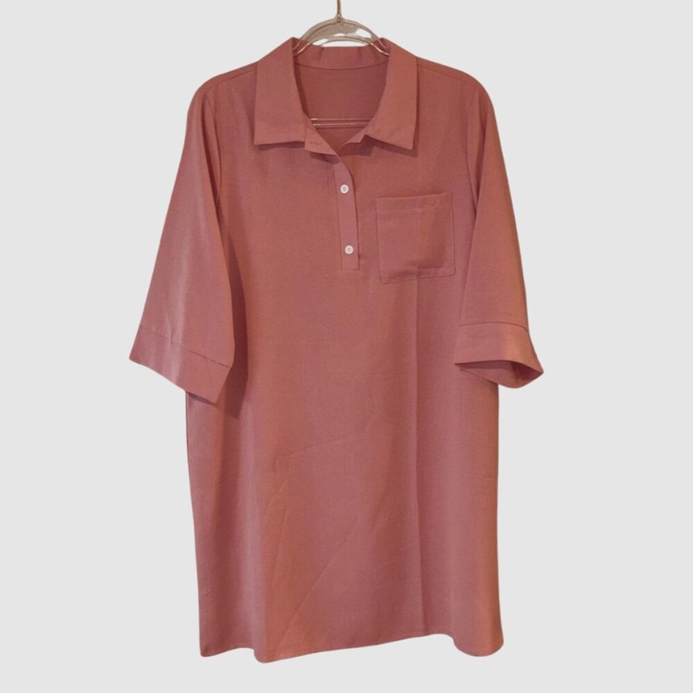 Pink Short Sleeve Shirt Dress – Size L